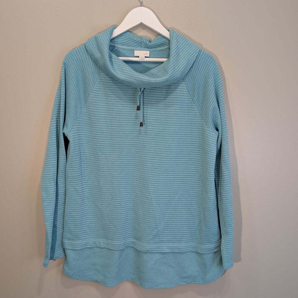 J. Jill Cowl Neck Sweater Top Long Sleeve Faux Layered Coastal Cozy - Size M